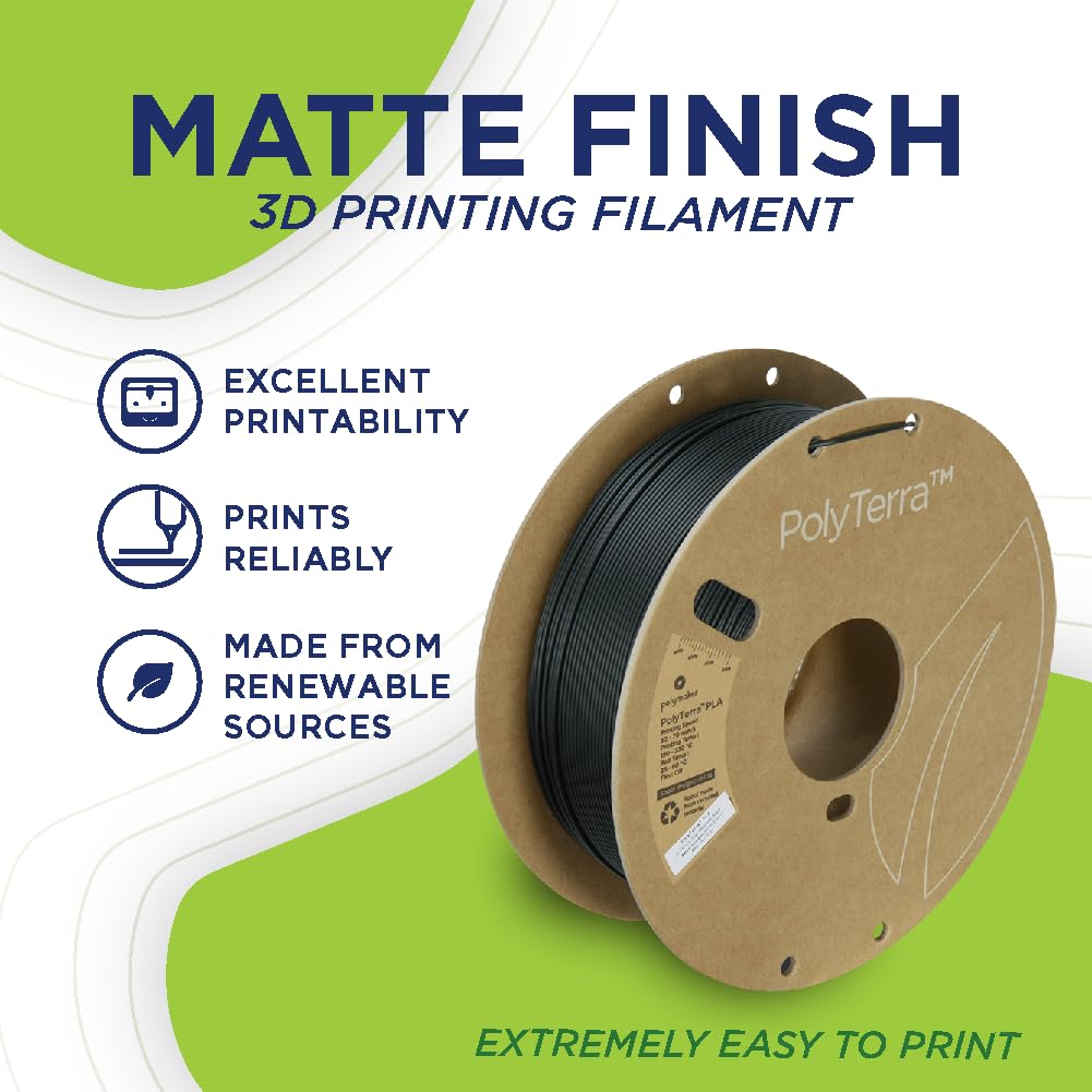 Polymaker PolyTerra Matte PLA Filament 1.75mm Cotton White - 1kg Carton Spool for 3D Printers - Image 2