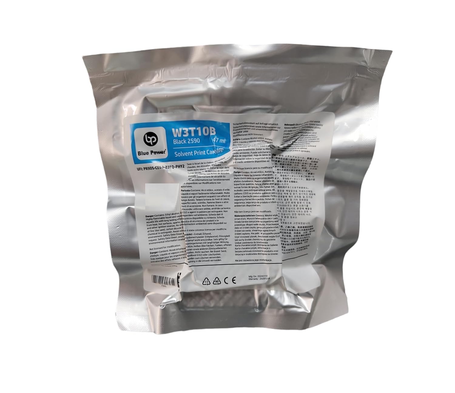 BP BLUE POWER 2590 W3T10B Inkjet Printer Cartridge Black 2590 Solvent Print Cartridge - Image 2